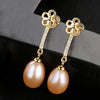 925 Silver Natural pearl pendant necklace Flower Dangle High Quality 8-9mm Rice Pearl Fine Jewelry Women Wholesale