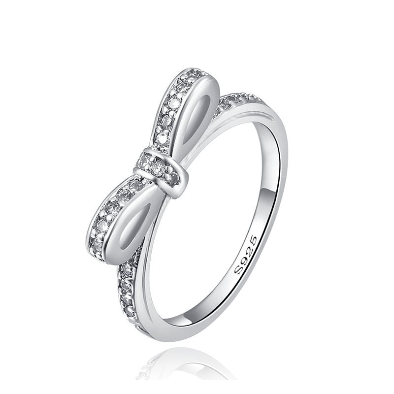 925 Silver Ring Charm Women Princess Crown Heart Enamel Big Stone Crystal Finger Rings For Women Jewelry