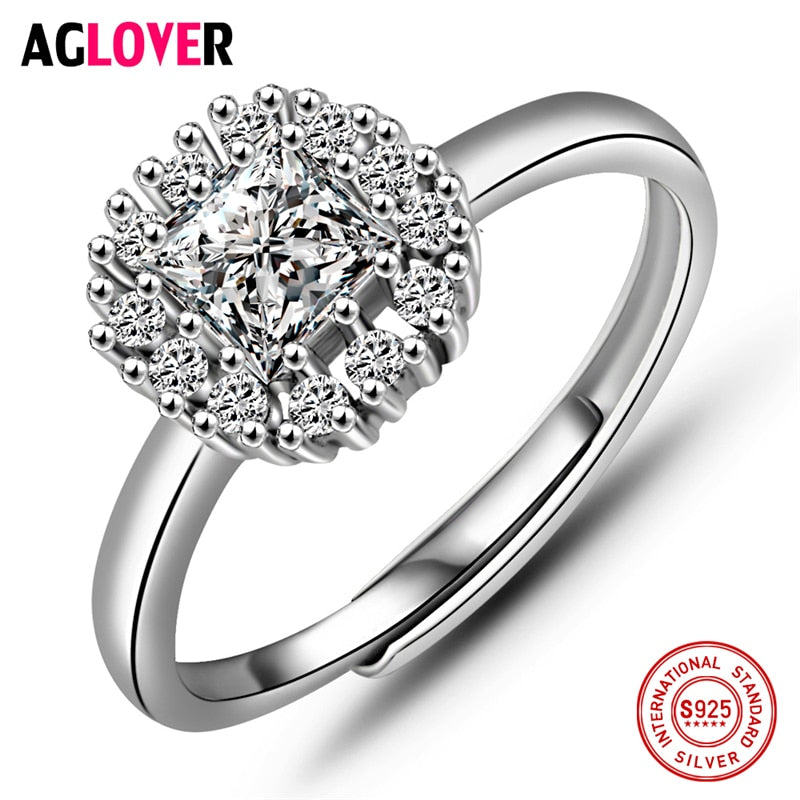 925 Silver Ring Inl AAA Crystal Jewelry Woman 100% Sterling Silver Charm Rings Fashion Female Jewelry