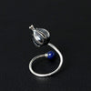 925 Silver Rings for Women Original Design Inlaid Lapis Lazuli Flower Opening Ring Female Antique Ring Fine Jewelry