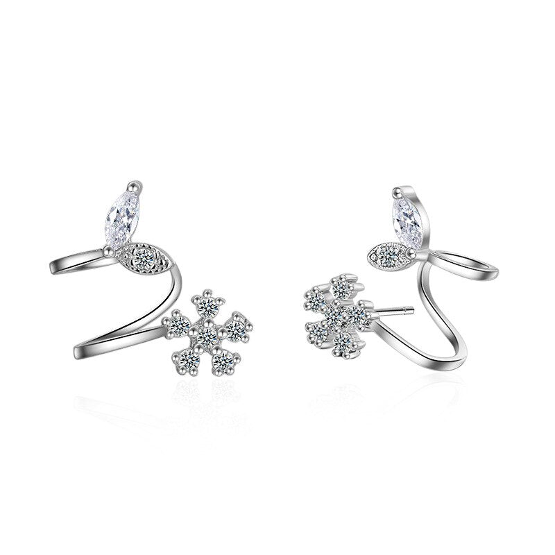 925 Silver Women  Cross Earrings Snowflake Zircon Gifts Jewelry New