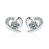 925 Silver Women  Heart Earrings Shiny Zircon Gifts Jewelry  Christmas