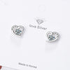 925 Silver Women  Heart Earrings Shiny Zircon Gifts Jewelry  Christmas