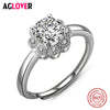 925 Silver Women Ring AAA Crystal Zircon Charm Flowers 100% Sterling Silver Ring Fashion Luxury Female Jewelry