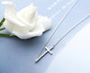 925 Solid Sterling Silver Simple Plain Sideways Cross Pendant Necklace Men Women A2088