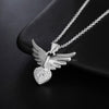 925 Stamp Silver Color 18 Inches Angel Wing Heart  Womans Zircon Necklaces &amp; Pendants Link Chain Party Girl Jewelry
