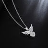925 Stamp Silver Color 18 Inches Angel Wing Heart  Womans Zircon Necklaces &amp; Pendants Link Chain Party Girl Jewelry