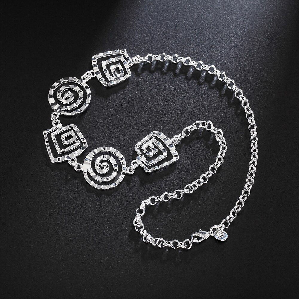 925 Stamp Silver Color 18 Inches Gifts Screw Hollow Fine Charm Necklaces &amp; Pendants Link Chain Party Girl Jewelry