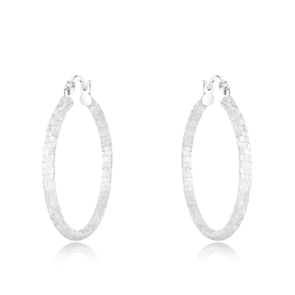 925 Stamp Silver Color 40MM Big Hoop Earrings For Women Round Circle Earrings Gifts Party  Jewelry Christmas GaaBou