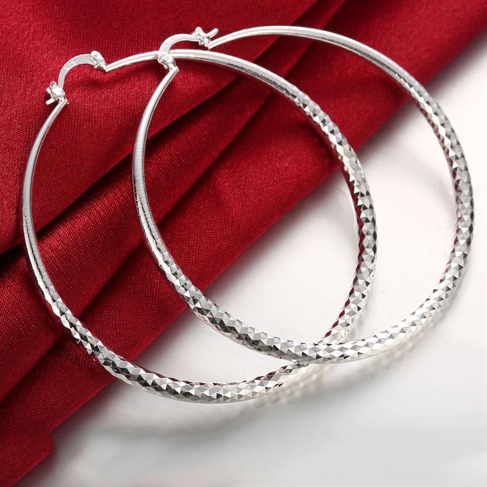 925 Stamp Silver Color 71mm/7.1cm Big Round Circular Hoop Earrings For Women Trend  Party Jewelry Christmas Gifts GaaBou