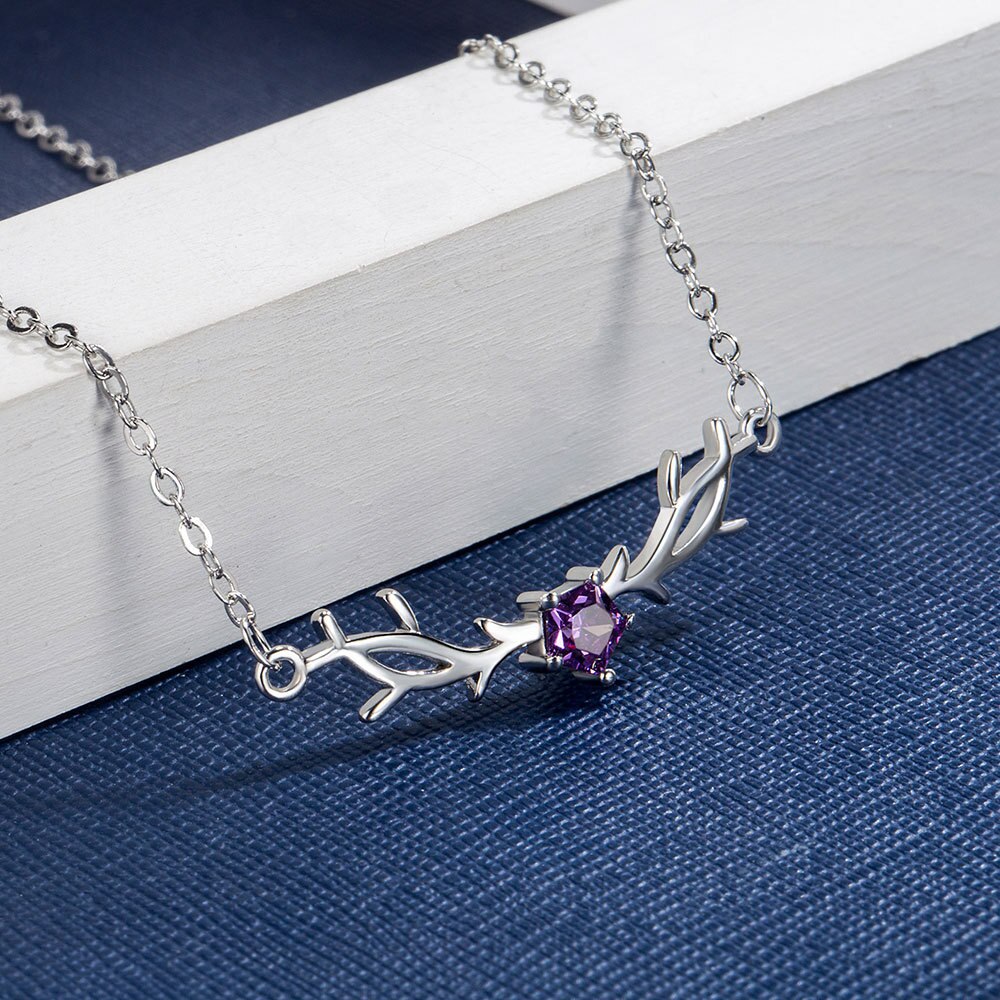 925 Stamp Silver Color Antlers Crystals Necklaces For Women 45cm Korean Chain Wedding Fine Jewelry Gift Female Trend