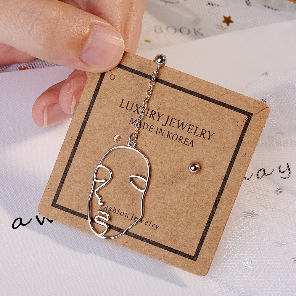 925 Stamp Silver Color Asymmetrical  Face Dangle Earrings For Women Wedding Party Jewelry 2022 Trend GaaBou