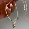 925 Stamp Silver Color Bear Bead Chain Bracelets Necklace Jewelry Sets For Women Wedding  Juwellery Set Female Accessories