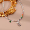 925 Stamp Silver Color Bear Bead Chain Bracelets Necklace Jewelry Sets For Women Wedding  Juwellery Set Female Accessories