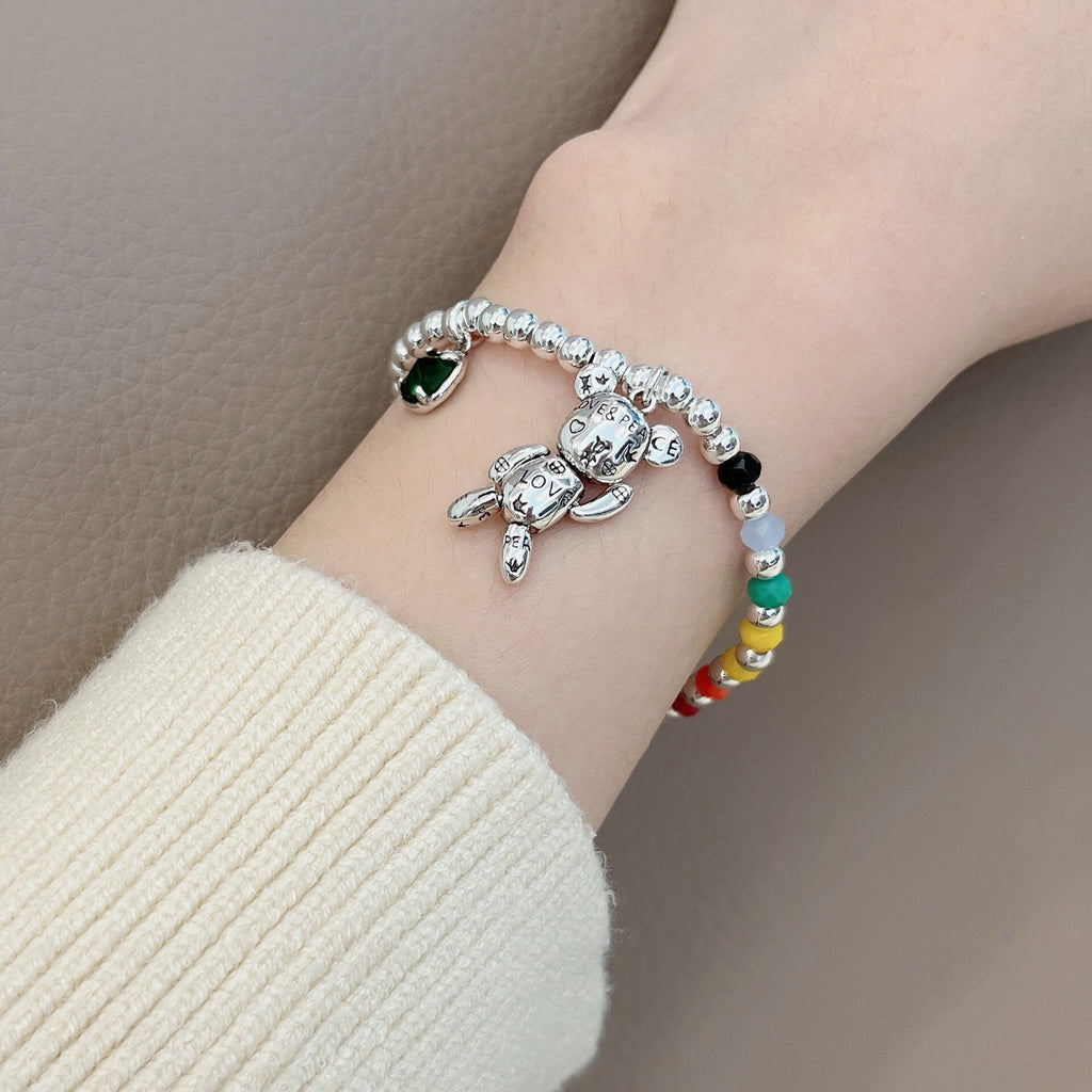 925 Stamp Silver Color Bear Bead Chain Bracelets Necklace Jewelry Sets For Women Wedding  Juwellery Set Female Accessories