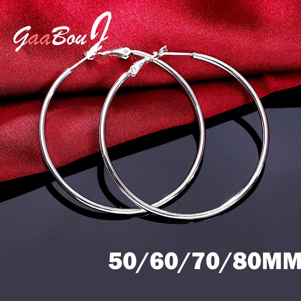 925 Stamp Silver Color Big Circle Round Hoop Earrings For Women 2022 Trend Exaggerated Ring Earring Jewelry Christmas GaaBou