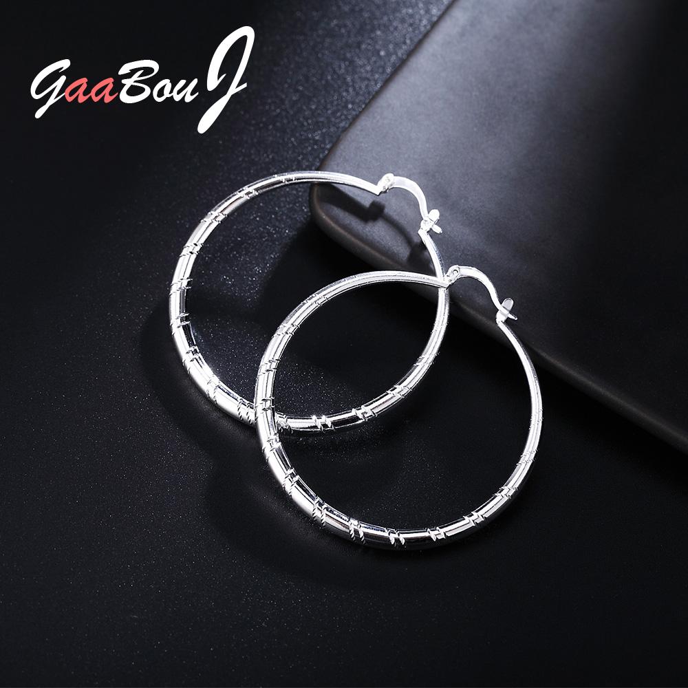 925 Stamp Silver Color Big Small Circle Hoop Earrings Round For Women 2022 Earrings Rings Large  Jewelry 2022 Christmas