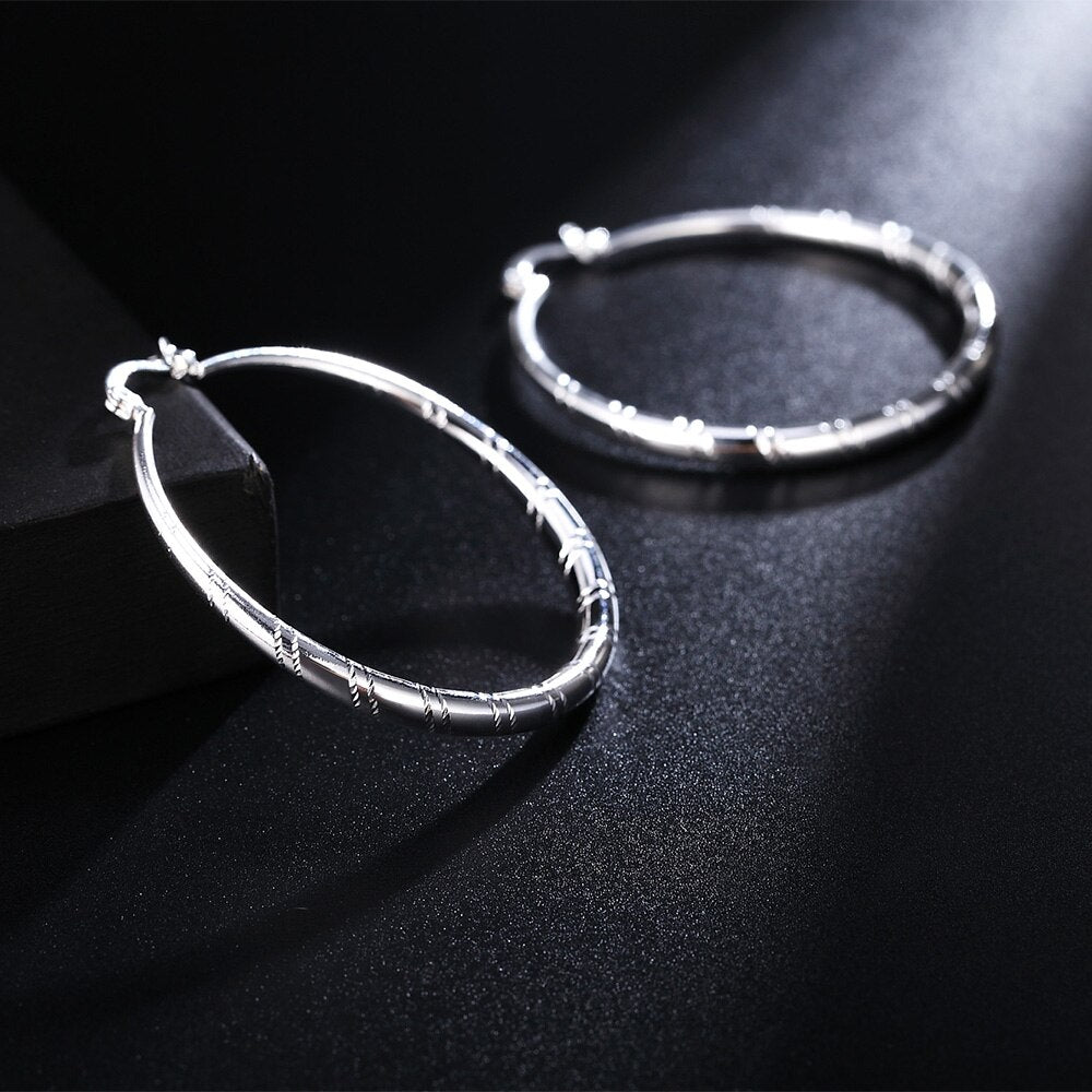 925 Stamp Silver Color Big Small Circle Hoop Earrings Round For Women 2022 Earrings Rings Large  Jewelry 2022 Christmas