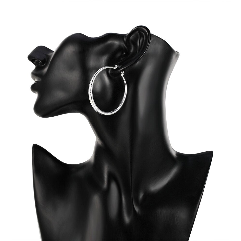 925 Stamp Silver Color Big Small Circle Hoop Earrings Round For Women 2022 Earrings Rings Large  Jewelry 2022 Christmas