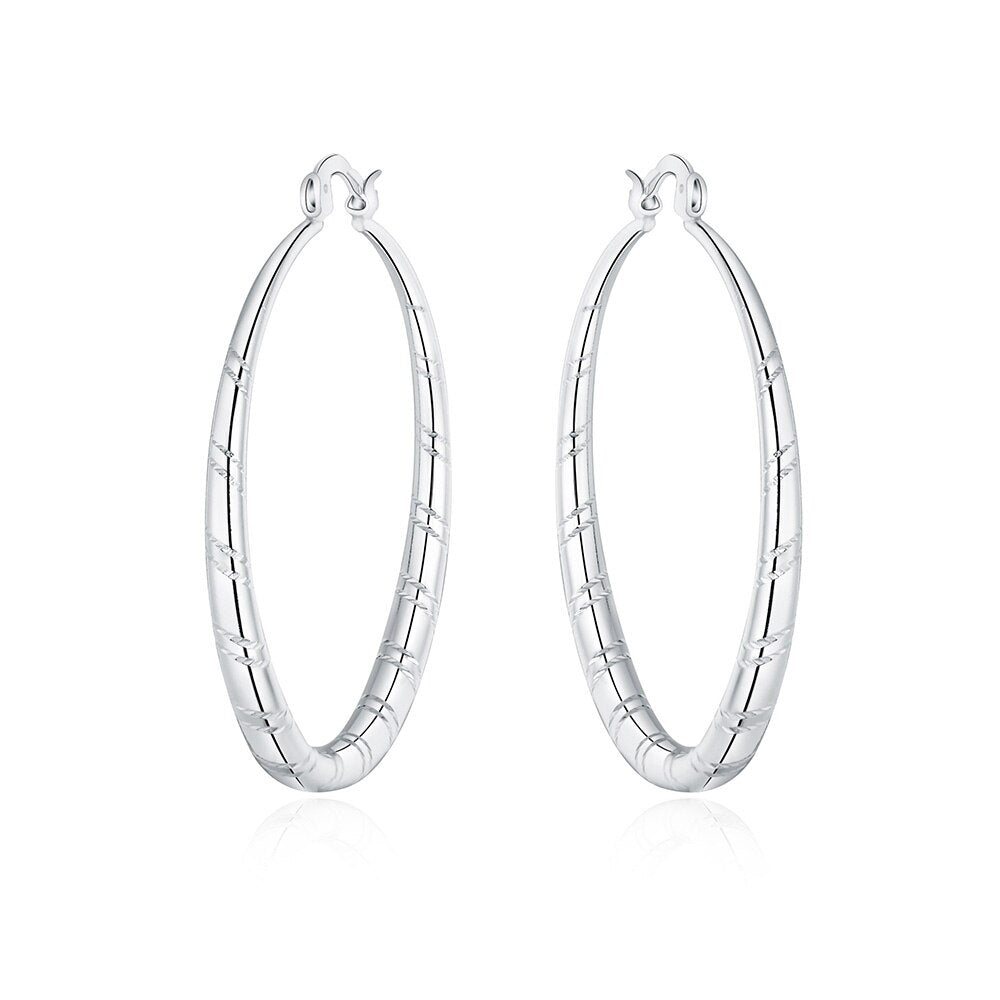 925 Stamp Silver Color Big Small Circle Hoop Earrings Round For Women 2022 Earrings Rings Large  Jewelry 2022 Christmas