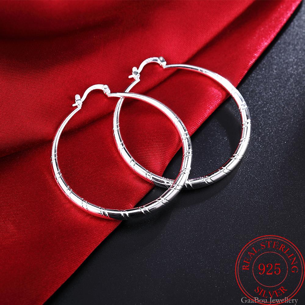 925 Stamp Silver Color Big Small Circle Hoop Earrings Round For Women 2022 Earrings Rings Large  Jewelry 2022 Christmas
