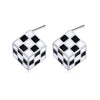 925 Stamp Silver Color Black White Lattice Square Stud Earrings For Women Wedding Party  Jewelry  GaaBou