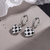 925 Stamp Silver Color Black White Lattice Stud Earrings Heart Pendants Earrings Wedding Trend Jewelry 2022 Gift GaaBou