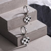 925 Stamp Silver Color Black White Lattice Stud Earrings Heart Pendants Earrings Wedding Trend Jewelry 2022 Gift GaaBou