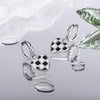 925 Stamp Silver Color Black White Lattice Stud Earrings Heart Pendants Earrings Wedding Trend Jewelry 2022 Gift GaaBou