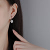 925 Stamp Silver Color Black White Lattice Stud Earrings Heart Pendants Earrings Wedding Trend Jewelry 2022 Gift GaaBou