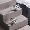 925 Stamp Silver Color Black White Lattice Stud Earrings Heart Ring Earrings Engagement Wedding Party Trend Jewelry 2022 Gift