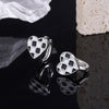 925 Stamp Silver Color Black White Lattice Stud Earrings Heart Ring Earrings Engagement Wedding Party Trend Jewelry 2022 Gift