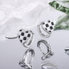 925 Stamp Silver Color Black White Lattice Stud Earrings Heart Ring Earrings Engagement Wedding Party Trend Jewelry 2022 Gift