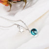 925 Stamp Silver Color Blue Round crystal Pendants and Necklace For Women Wedding party Girl Jewelry