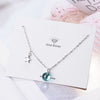 925 Stamp Silver Color Blue Round crystal Pendants and Necklace For Women Wedding party Girl Jewelry