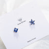 925 Stamp Silver Color Blue Zircon Earring Asymmetry Round Korea Retro Geometry Children's Stud Earings Jewelry 2022