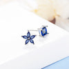 925 Stamp Silver Color Blue Zircon Earring Asymmetry Round Korea Retro Geometry Children's Stud Earings Jewelry 2022