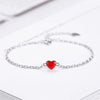 925 Stamp Silver Color Bracelet Anklet Red Love Ankle Peach Heart Chain Linked For Women Charm Bangle Jewelry Pulseira