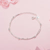 925 Stamp Silver Color Bracelet Double Layer Beads 16cm Chain Linked For Women Charm Bangle Jewelry Gift Pulseira Christmas