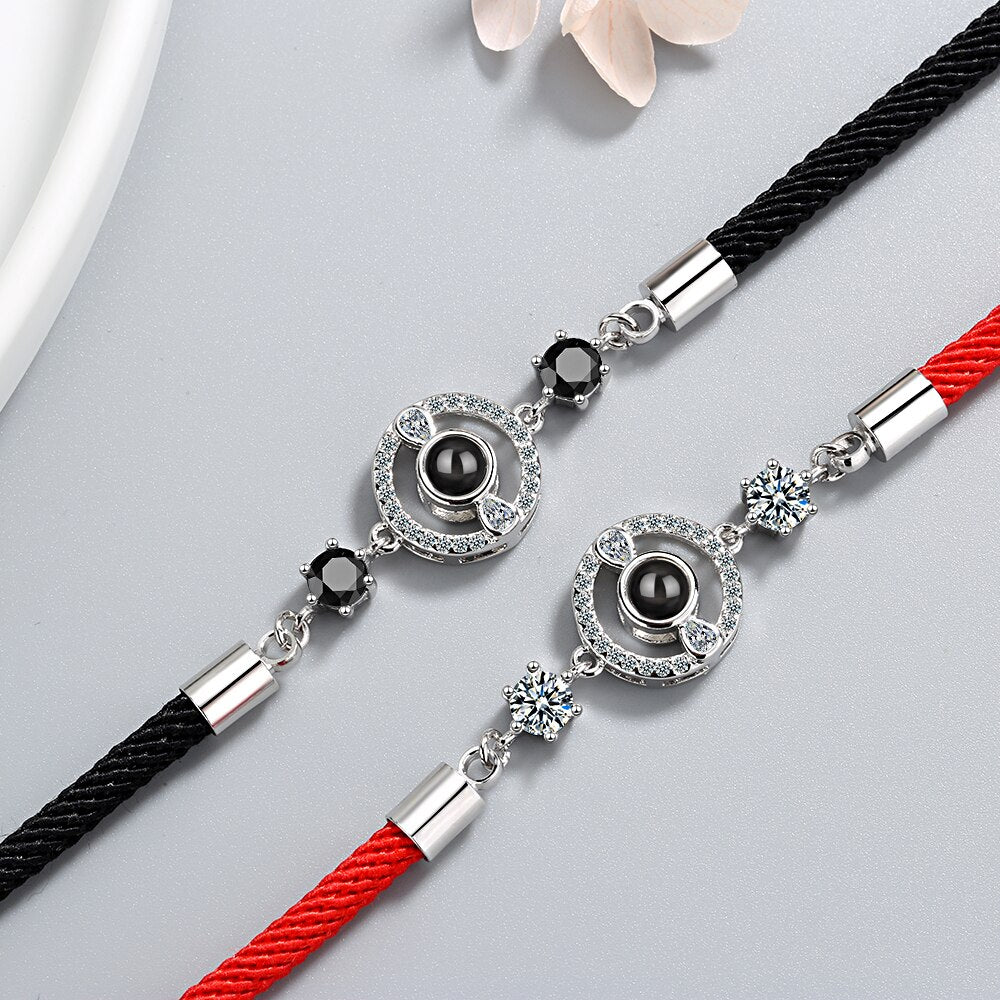 925 Stamp Silver Color Bracelet Red String Bracelet Meaning With Zirconia Chain Linked For Women charm bangle Jewelry Christmas