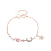 925 Stamp Silver Color Bracelets for Women Retro Four Leaf Clover Charms Crystal Beads Pearl Moon&amp;Star Jewelry Christmas