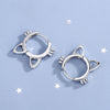 925 Stamp Silver Color Cat Earrings For Women Small Ring Korean Earrings Party Fine  Jewelry 2022 Gift Female Christmas