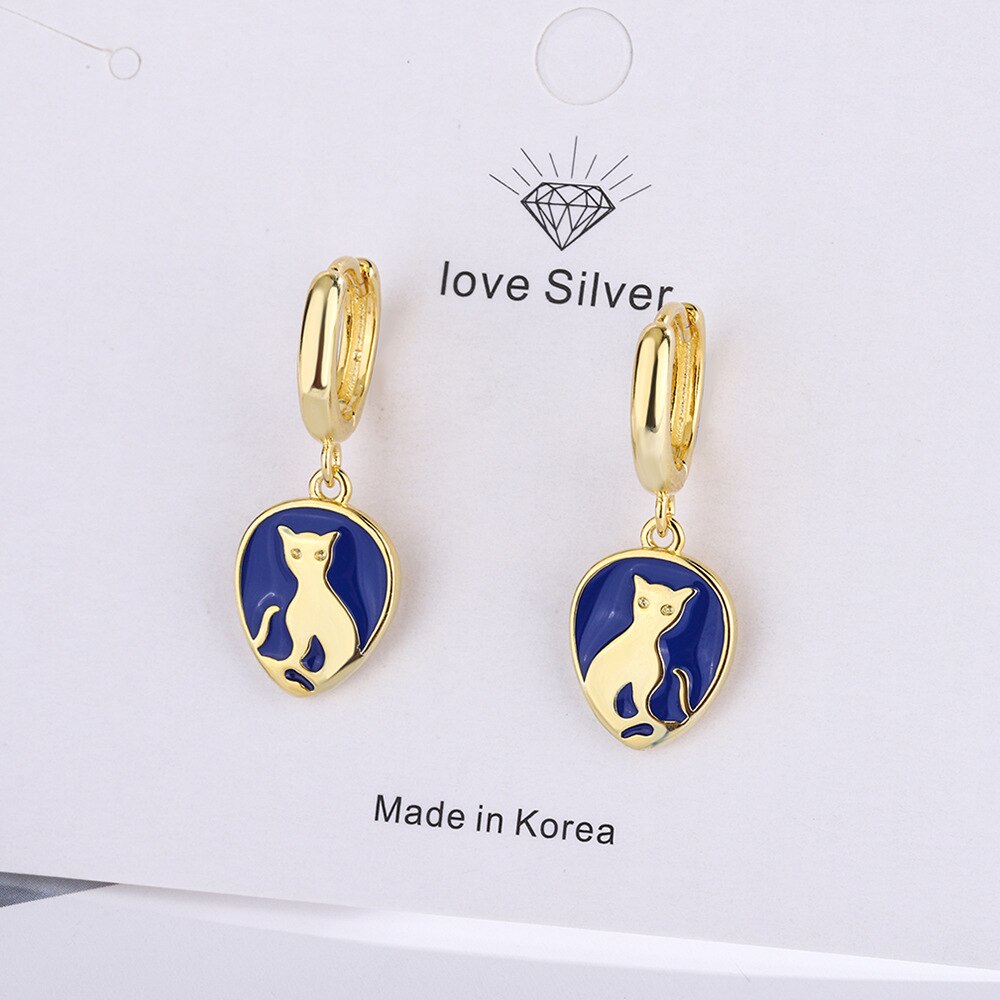 925 Stamp Silver Color Cat Pendants Earrings For Women Wedding Party Fine  Jewelry Gift Female 2022 Christmas GaaBou