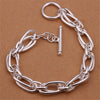 925 Stamp Silver Color Chain Link Bracelets Men's Women Chunky Flat Curb Punk Jewelry Bracelet  Jewelry Christmas