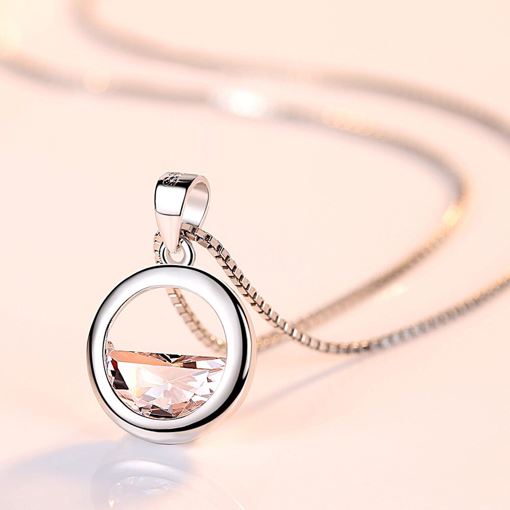 925 Stamp Silver Color Chains And Necklaces For Women Neck Jewelry Half Round Zircon originality Pendant Wedding Party Birthday