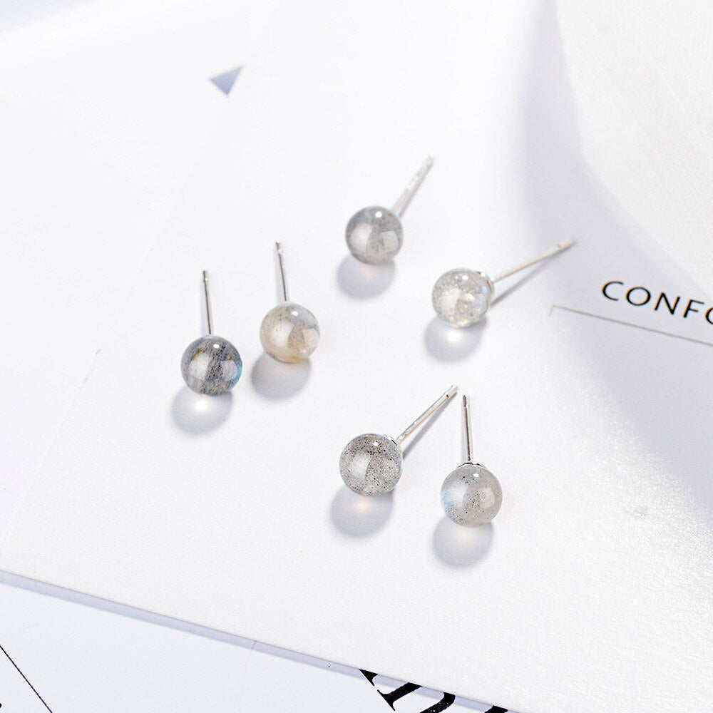 925 Stamp Silver Color Crystals Simple Small Stud Earrings For Women Wedding Party  Jewelry Accessories GaaBou