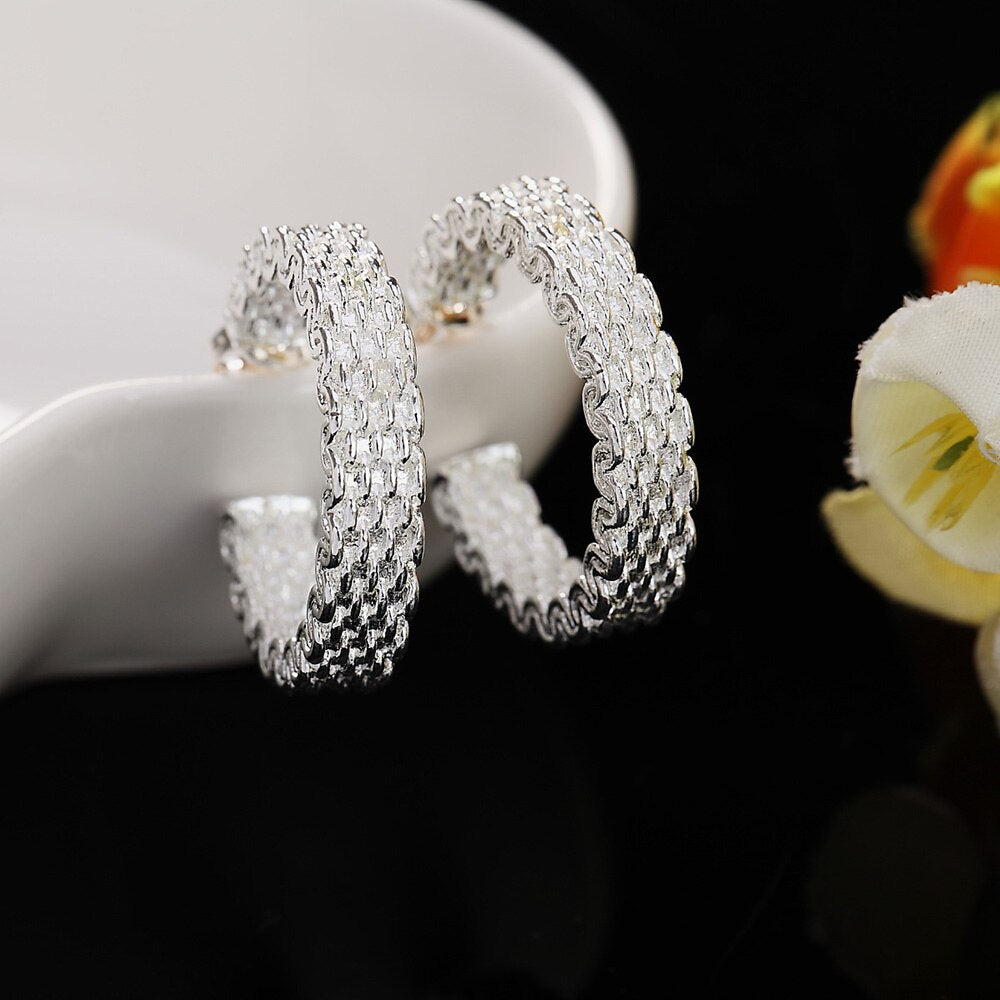 925 Stamp Silver Color Dangle Earrings Valentine Lucky Weave Women Party Girl  Drop Romantic lover Jewelry Christmas