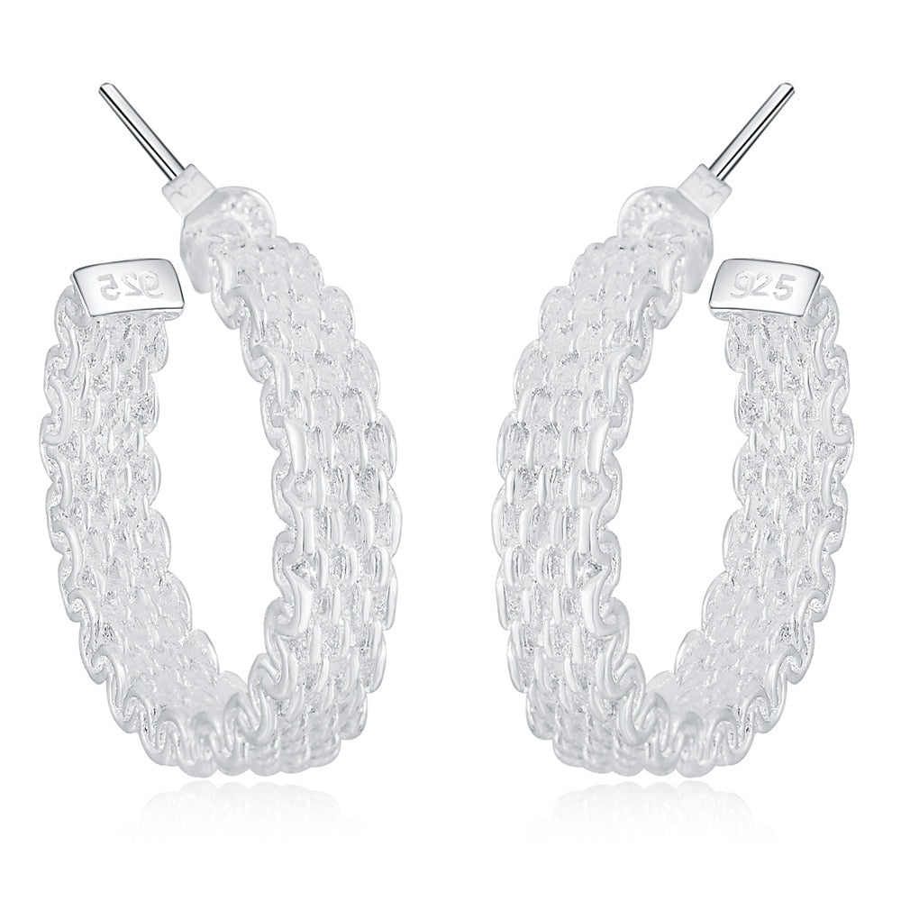 925 Stamp Silver Color Dangle Earrings Valentine Lucky Weave Women Party Girl  Drop Romantic lover Jewelry Christmas