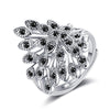 925 Stamp Silver Color Diamond Peacock Open Screen Adjustable Open Finger Rings For Women Girls Wedding Anelli Party Jewelry