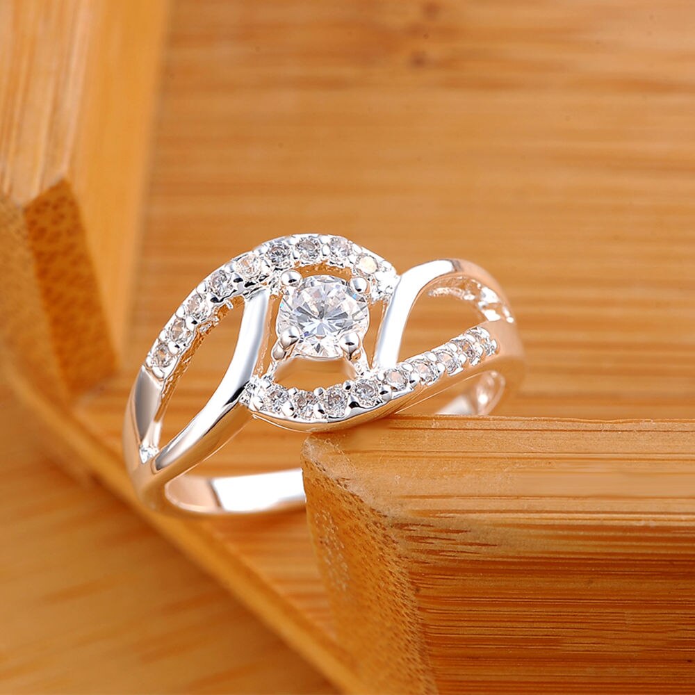 925 Stamp Silver Color Double Zircon Rings For Women Engagement Wedding Rings  Jewelry 2022 GaaBou Jewellery